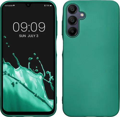 Vista 141 de kwmobile Funda compatible con Samsung Galaxy A12 - Funda protectora de silicona TPU suave y delgada - Azul Báltico