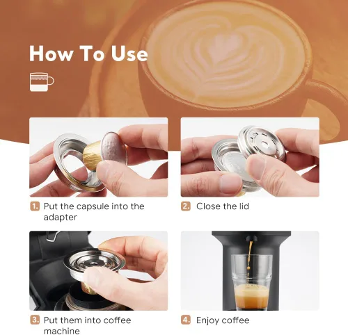 Vista 3 de Adaptador de cápsulas de café reutilizable compatible con Nespresso Vertuo, ENV135 y VertuoLine GCA1, convertidor de cápsulas de café de acero
