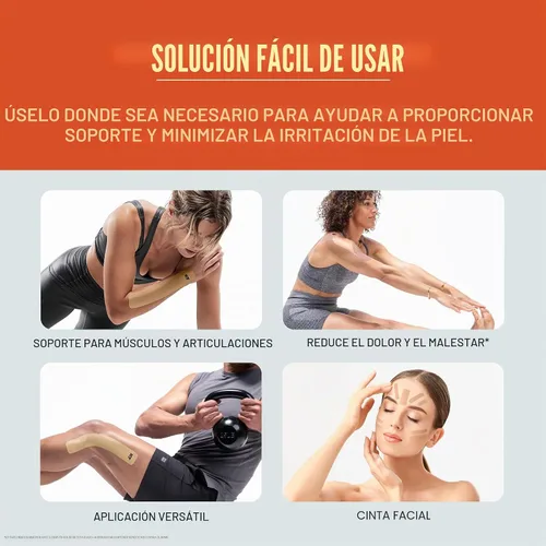 Vista 2 de KT TAPE, cinta adhesiva para kinesiología de algodón, suave, cinta para deportes con elasticidad, color beige