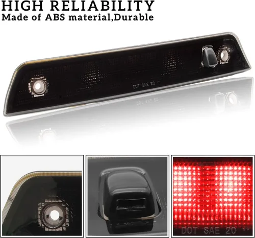 Vista 3 de Tercera luz de freno LED para Grand Cherokee 05-10, luz de freno central negra ahumada KEWISAUTO para accesorios Jeep Grand Cherokee 2005-2010