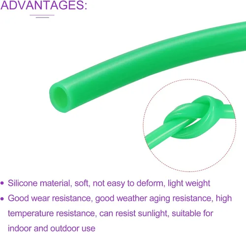Vista 5 de DMiotech 0.079 in ID 0.157 in OD 10 pies tubo de silicona verde industrial tubo de silicona para bomba de aire de agua
