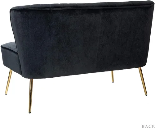 Vista 6 de TINA'S HOME Sofá biplaza contemporáneo de terciopelo, sofá biplaza tapizado con patas de metal dorado, pequeño sofá copetudo de 2 asientos sin