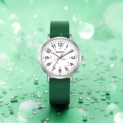 Vista 2 de BOSHIYA Mujer Easy Reader 1.417 in Reloj Correa de cuero Relojes (blanco)