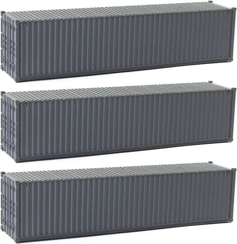 Vista 9 de 3pcs HO Escala sin decorar 40 ' (pies) Contenedores de envío 1:87 Deep Bule acanalado Side Container C8740DB