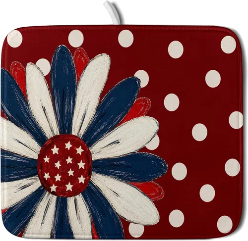Vista 24 de Alfombrilla de secado de platos para encimera de cocina pequeña absorbente de café de otoño Alfombrilla de secado de microfibra de bosque de otoño
