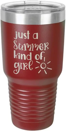 Vista 20 de JUST A SUMMER KIND OF GIRL Vaso de 30 oz con pajita y tapa superior deslizante Taza de viaje de acero inoxidable Comparar con Yeti Rambler