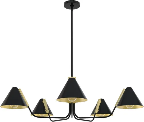 Vista 9 de Hunter - Lámpara de araña Grove Isle de 5 luces, color blanco mate, estilo moderno, regulable, extra grande para dormitorios, cocinas, comedor, Mate