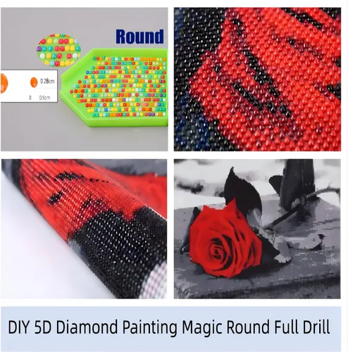 Vista 3 de Kits de pintura de diamantes por números para adultos, perro labrador negro, redondo, taladro completo, arte de diamante 5D, fácil