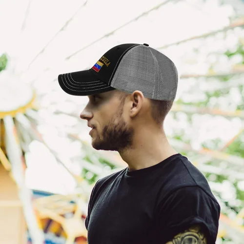 Vista 6 de Richardson Trucker - Sombrero de malla con bandera de Venezuela, bordado de algodón, para hombre y mujer