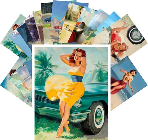Vista 18 de PIXILUV Pinup Postal Pack 24pcs Vintage Pinup Sexy Girls Classic Sexy Girls