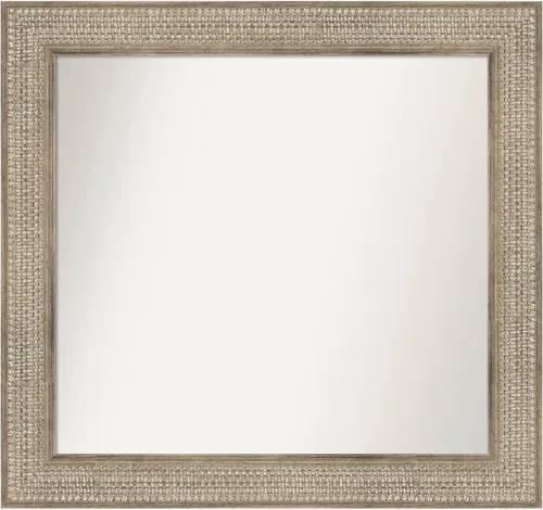 Vista 170 de Amanti Art Espejo de baño plateado para sobre fregadero, 26 x 26 pulgadas, espejo cuadrado de níquel pulido, marco de madera tradicional mediano, se