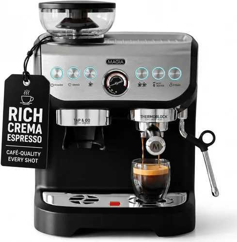 Vista 14 de Zulay Kitchen Magia Clasica - Máquina automática de café expreso con molinillo integrado, cafetera de panel táctil, espumador de leche con varita