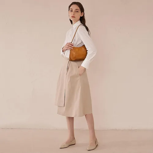 Vista 8 de S-ZONE Monederos pequeños de cuero para mujer, bolsos de hombro y bolsos con bolsillo exterior, Marrón