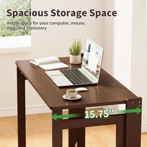 Vista 5 de Escritorio plegable de bambú, escritorios plegables para espacios pequeños, mesa de computadora plegable pequeña de 32.68 pulgadas, mesa de sofá que