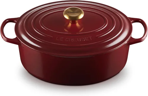 Vista 17 de Le Creuset - Olla holandés redonda con tapa de cocina, hecha de hierro fundido esmaltado, 6.75 cuartos de galón, color alcachofa, colección signature