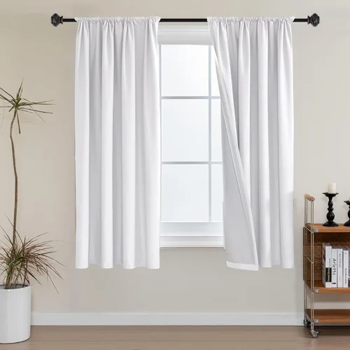 Vista 30 de H.VERSAILTEX Cortinas 100% de opacidad para cocina, con aislamiento térmico, cortinas opacas completas con forro blanco, cortinas de eficiencia