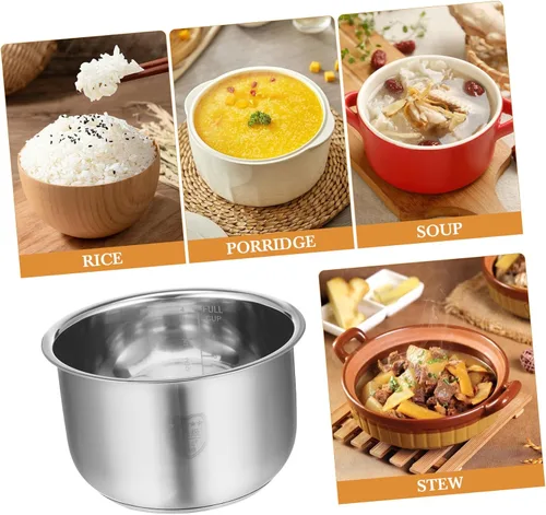 Vista 9 de SHERCHPRY Instants Pot - Olla de cocina interior de acero inoxidable de 2 litros, recipiente interior de repuesto para olla a presión tradicional
