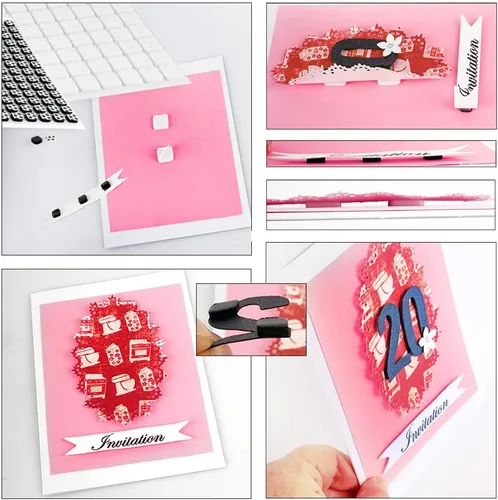 Vista 7 de 3L Scrapbook Adhesivo Permanente Pre-Corte 3D Espuma Montaje Cuadrados