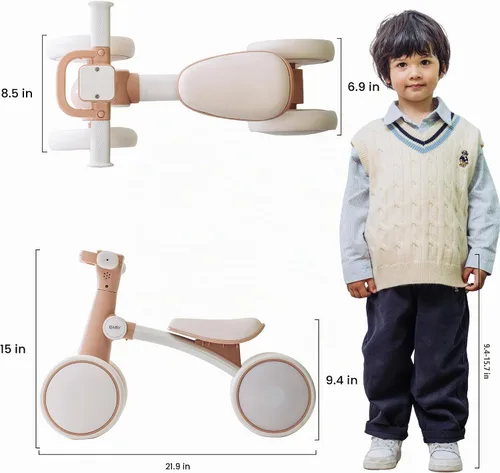 Vista 3 de Baby Balance Bike for 1 Year Old Toddlers, First Birthday Gift Toy Marrón