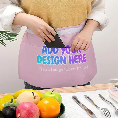Vista 47 de AXKEUDO Delantal personalizado con bolsillos, delantales de cintura para camarera para cocinar en casa, restaurante, servir trabajo