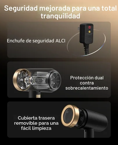 Vista 7 de Secador de pelo, secador de pelo CONFU con difusor, secador de pelo profesional 21000PRM, secador de pelo iónico negativo portátil ligero de secado