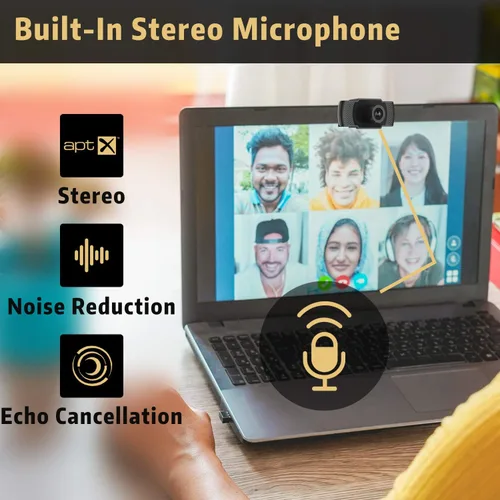 Vista 4 de Septekon Cámara web HD 1080P con micrófono, cámara web de computadora de transmisión para portátil/escritorio/Mac/TV, cámara USB para videollamadas