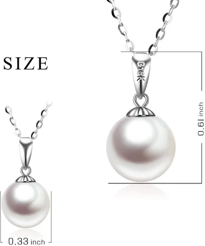 Vista 3 de Collares con dije de perlas de oro blanco de 18 quilates con cadena de 14 quilates 18 pulgadas aretes de perlas de oro de 18 quilates para mujer