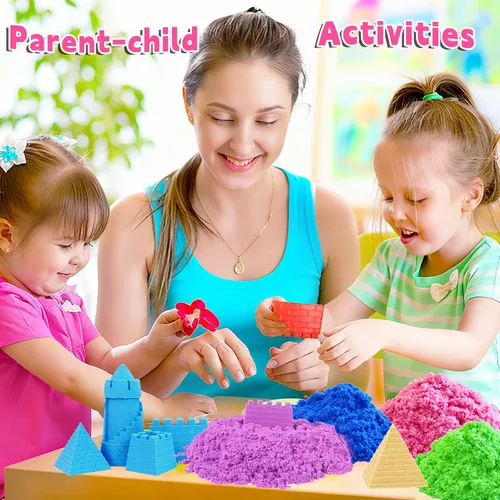 Vista 5 de Dshengoo Paquete de 12 arenas de juego coloridas, 8 libras para manualidades, kit de arte de arena, recarga sensorial a granel para niños, Navidad