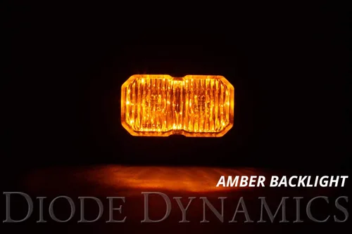 Vista 6 de Diode Dynamics C2 1.0 SAE Pod LED deportivo estándar amarillo (par), Combo con retroiluminación ámbar