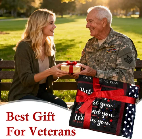 Vista 7 de Manta de regalos para veteranos, regalos para veteranos, regalos para veteranos de Vietnam, regalos de veteranos de la Fuerza Aérea de la Armada