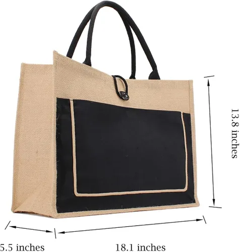 Vista 5 de TANOSII Bolsa de playa de paja para mujer, bolsa de yute tejida a mano