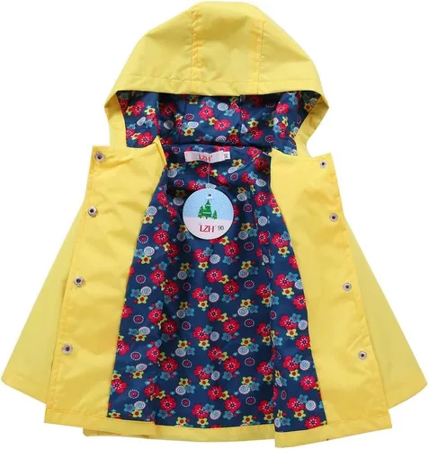 Vista 3 de Chaqueta impermeable con capucha para bebé y niña de 1 a 5 años, con estampado floral, rompevientos
