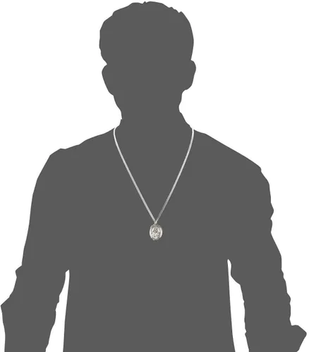 Vista 3 de Medalla de plata de ley para hombre de San Isidro de Sevilla fabricada en Estados Unidos cadena de selección