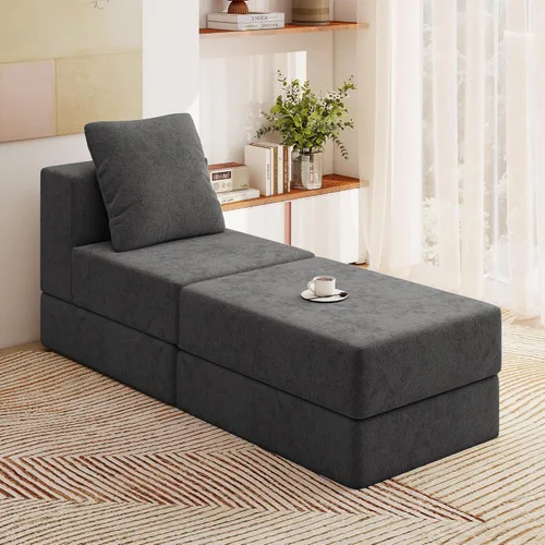 Vista 10 de Living&Giving Sofá seccional en forma de nube para sala de estar, sofá modular sin huesos con 1 otomano, el asiento central se puede combinar