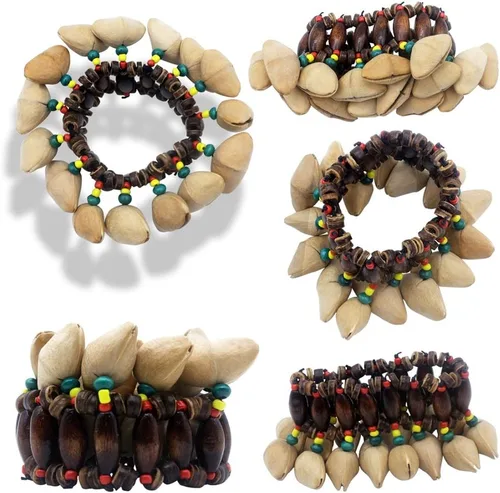 Vista 8 de Pulsera de concha de nueces estilo tribal africano Dora Nut Handbell Accesorios de percusión