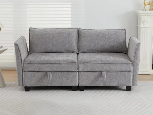 Vista 25 de ORRD Juego de sofá modular esquinero de gran tamaño, sofá convertible en forma de L con almacenamiento, sofá modular de 8 plazas con otomanas y Beige