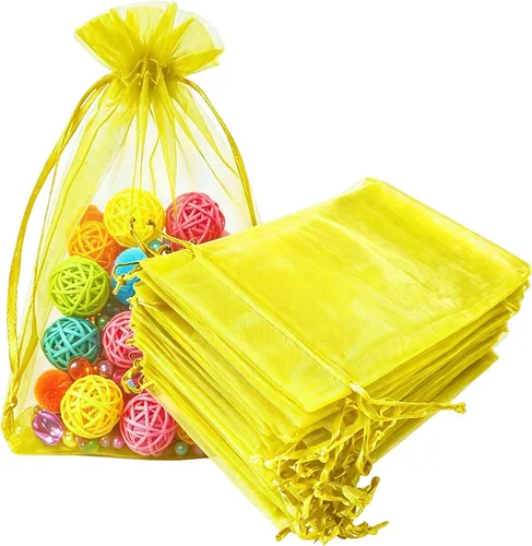 Vista 15 de Paquetes de 50 bolsas de organza de regalo de 4 x 6 pulgadas, cordón negro a granel para baby shower, Navidad, cumpleaños de profesores, recuerdos