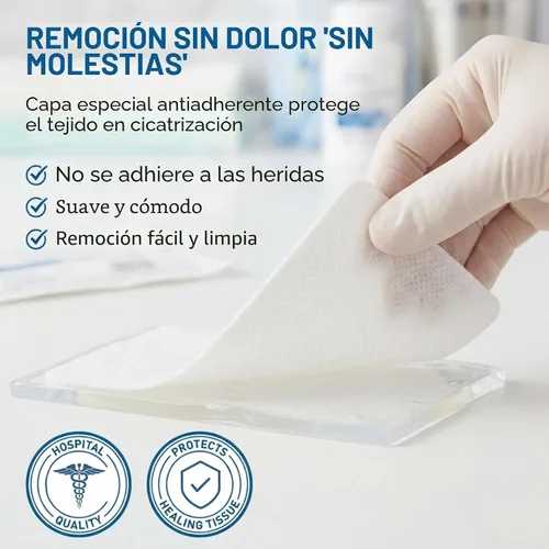 Vista 2 de McKesson, compresas no adherentes, estériles, Nylon/Poliéster, 2 x 3 pulgadas, 100 unidades, 1 paquete Altamente absorbente, eliminación indolora