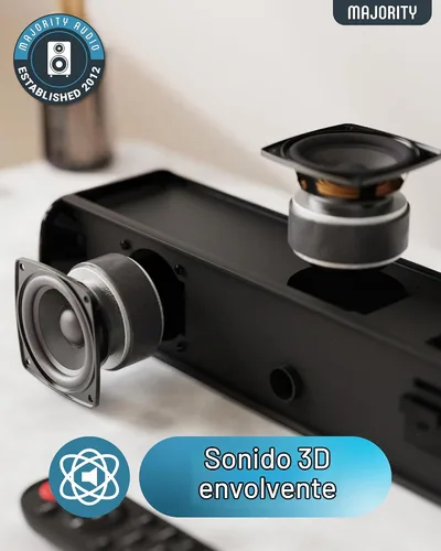 Vista 2 de Majority Barra de sonido de TV Bluetooth de 120 W para Smart TV, 24 pulgadas, 2.1 canales, sonido 3D con subwoofer integrado, control