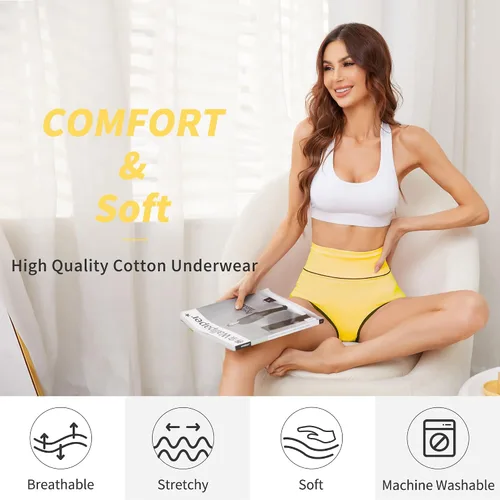 Vista 2 de Migbean Ropa interior de algodón para mujer - Ropa interior para mujer, ropa interior para mujer, bragas para mujer, multicolor, varios tamaños