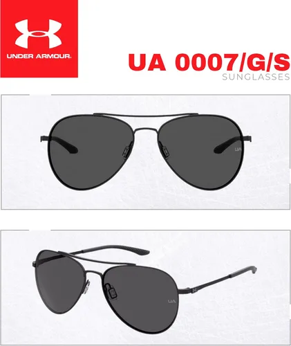 Vista 4 de Under Armour Instinct UA0007 G S 0003 IR 2.244 in negro mate gris aviador gafas de sol para hombre + paquete con diseñador iWear de cortesía 57