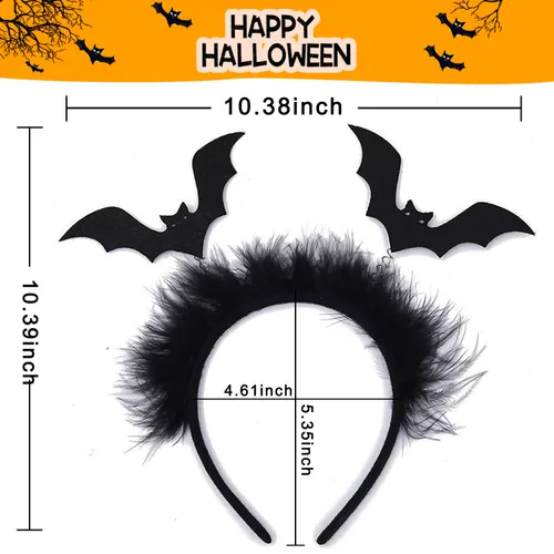Vista 4 de Diadema de Halloween con diseño de murciélago negro para mujeres y niñas, accesorios para el cabello, cosplay, maquillaje, fiesta, fotos, decoración