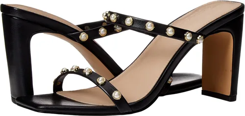 Vista 6 de The Drop Sandalias Avery de tacón alto con dos correas y punta cuadrada para mujer