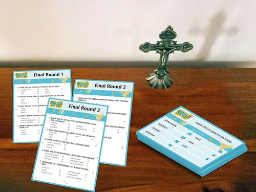 Vista 3 de Juegos bíblicos para adultos y familia, juego de peleas familiares para adultos, estudio bíblico, regalos religiosos, tarjetas cristianas como