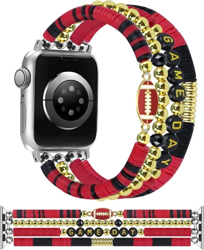 Vista 35 de JR.DM - Pulsera de cuentas compatible con Apple Watch de 40 mm, 38 mm, 41 mm, 42 mm; correa elástica hecha a mano para iWatch Series