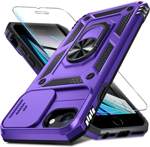 Vista 150 de Janmitta Funda para iPhone 8 Plus/7 Plus/6 Plus, Cubierta de Teléfono con Cubierta Deslizante Integrada para Lente de Cámara + Protector