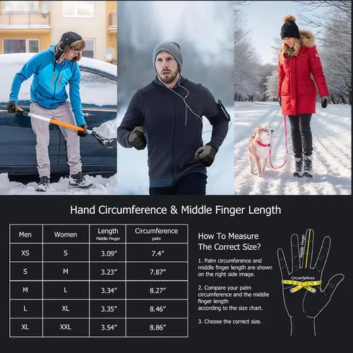 Vista 4 de Guantes de invierno para hombres y mujeres, guantes cálidos mejorados para pantalla táctil para clima frío, para correr, conducir, ciclismo