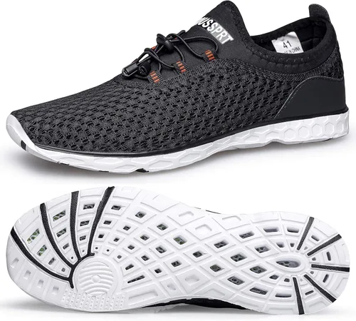 Vista 19 de DOUSSPRT Men's Water Shoes Quick Dry for Beach Swim Pool Fishing Negro (Allblack)