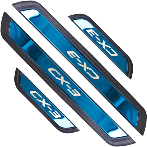 Vista 3 de Kit de protector de umbral de puerta inoxidable para Mazda CX-3 2016-2023 (texto azul CX 3)