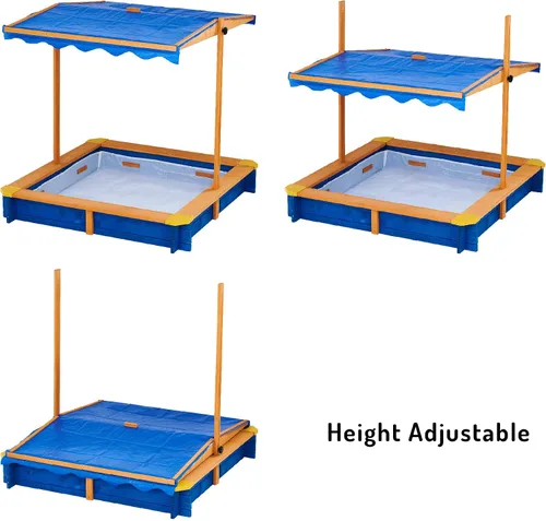 Vista 8 de Teamson Kids Caja de arena de abeto para exteriores de 46 pulgadas x 46